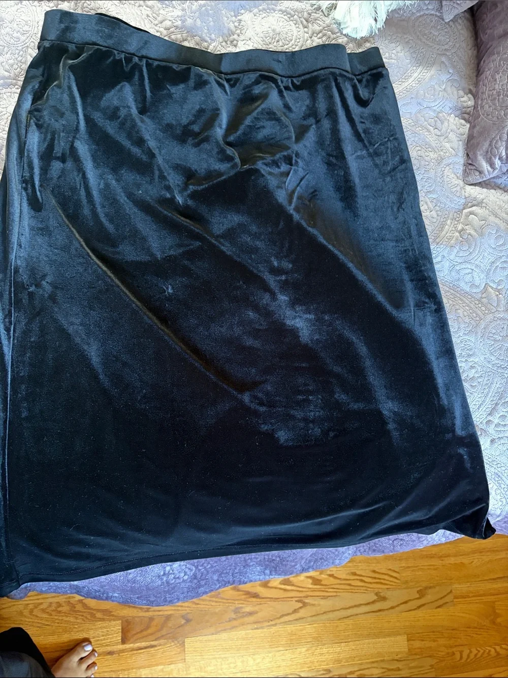 Chico's Black Velvet Midi Skirt